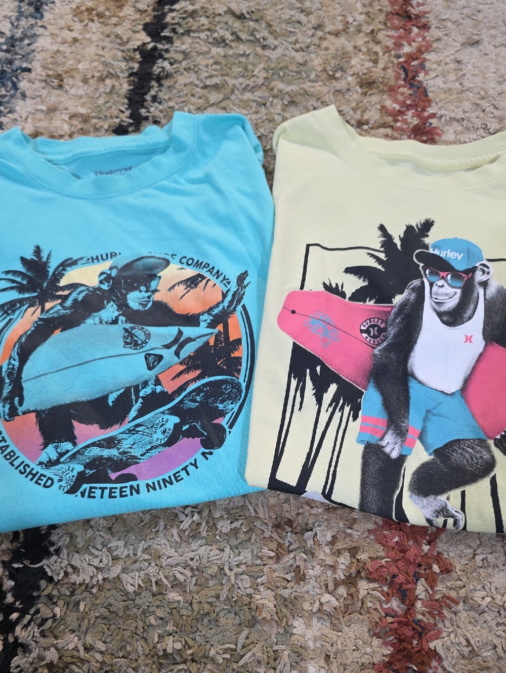 Hurley Boys' Surf Chimp Graphic Tees - Yellow & Teal